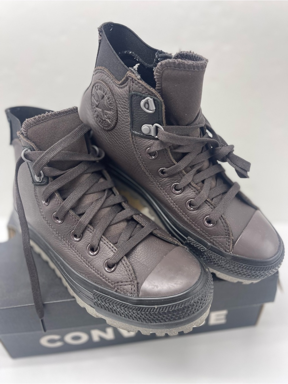 Converse WMNS CTAS CITY TREK WP HI COFFEE NUT/BLACK/SHARKSKIN Boots Cold Weather - Picture 5 of 15